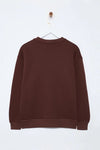 Thick Fleece-Lined Regular Fit Crew Neck Basic Knit Sweatshirt