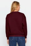 Thick Fleece-Lined Regular Fit Crew Neck Basic Knit Sweatshirt