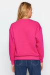 Thick Fleece-Lined Regular Fit Crew Neck Basic Knit Sweatshirt