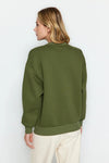 Thick Fleece-Lined Regular Fit Crew Neck Basic Knit Sweatshirt
