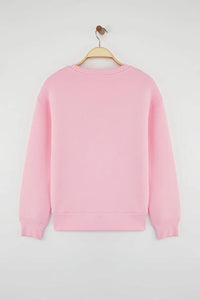 Thick Fleece-Lined Regular Fit Crew Neck Basic Knit Sweatshirt