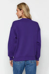 Thick Fleece-Lined Regular Fit Crew Neck Basic Knit Sweatshirt