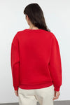 Thick Fleece-Lined Regular Fit Crew Neck Basic Knit Sweatshirt