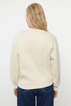 Thick Fleece-Lined Regular Fit Crew Neck Basic Knit Sweatshirt