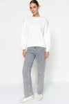 Thick Fleece-Lined Regular Fit Crew Neck Basic Knit Sweatshirt