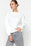 Thick Fleece-Lined Regular Fit Crew Neck Basic Knit Sweatshirt