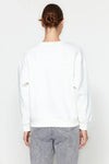 Thick Fleece-Lined Regular Fit Crew Neck Basic Knit Sweatshirt