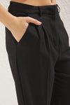 Straight-Cut Pleated Woven Trousers