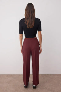 Straight-Cut Pleated Woven Trousers