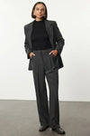 Straight-Cut Pleated Woven Trousers