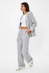 Straight-Cut Pleated Woven Trousers