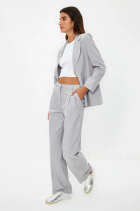 Straight-Cut Pleated Woven Trousers