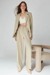 Straight-Cut Pleated Woven Trousers