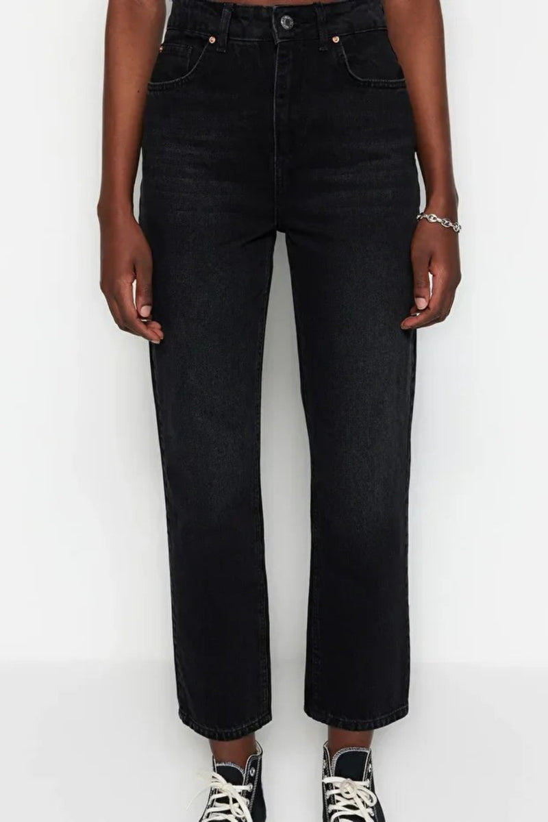 High-Waist Straight-Leg Jeans
