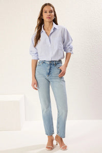 High-Waist Straight-Leg Jeans