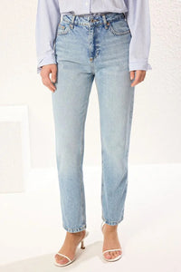 High-Waist Straight-Leg Jeans
