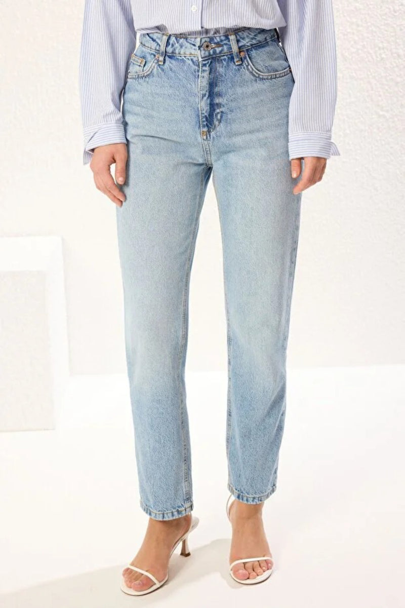 High-Waist Straight-Leg Jeans