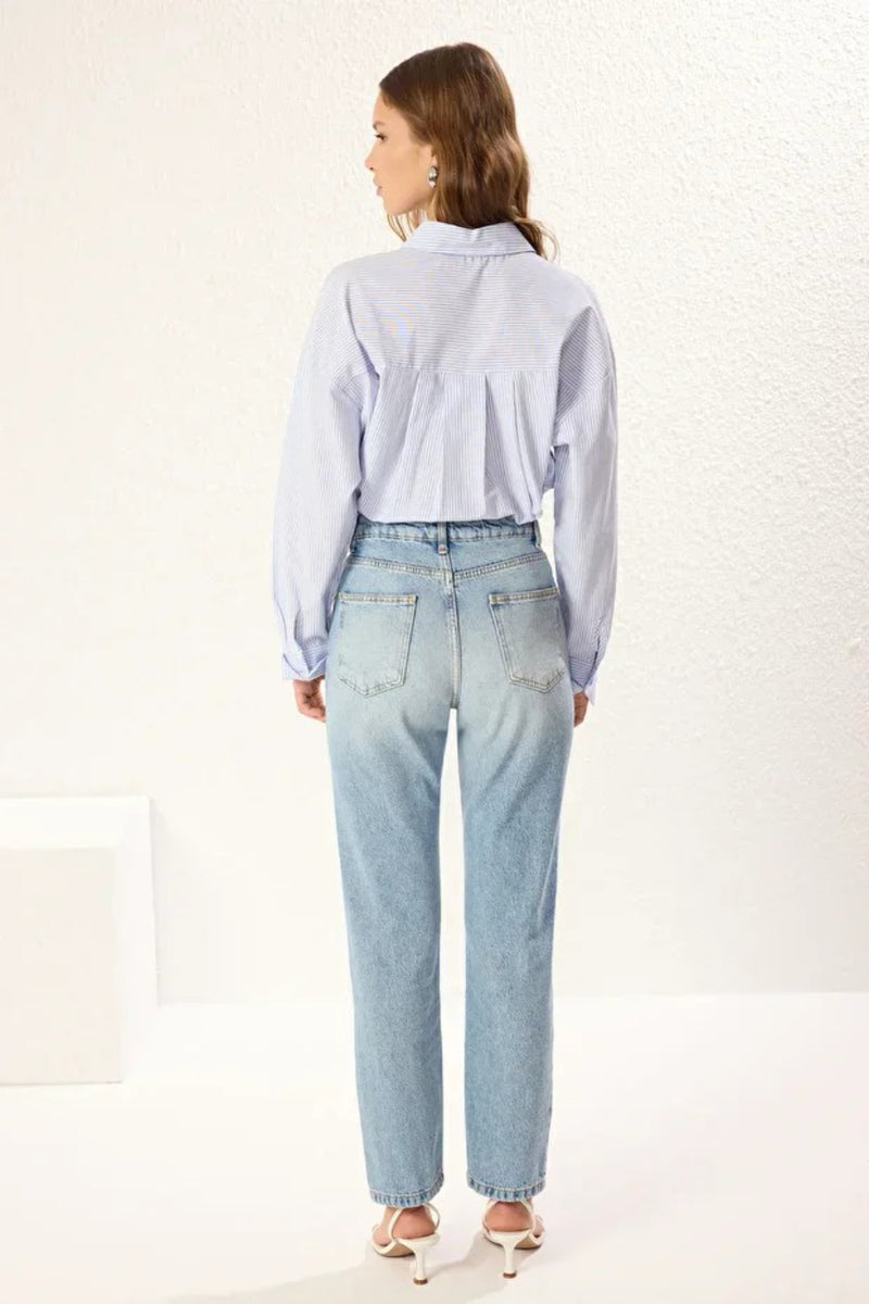 High-Waist Straight-Leg Jeans