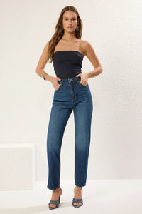High-Waist Straight-Leg Jeans