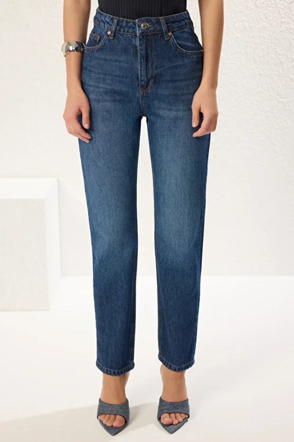 High-Waist Straight-Leg Jeans