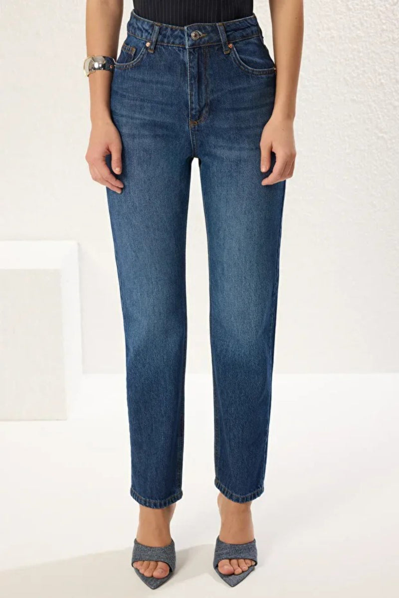 High-Waist Straight-Leg Jeans