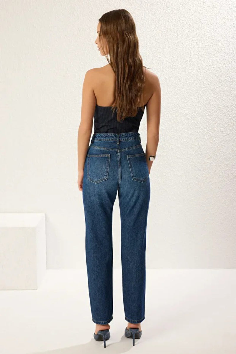 High-Waist Straight-Leg Jeans