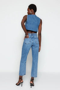 High-Waist Straight-Leg Jeans
