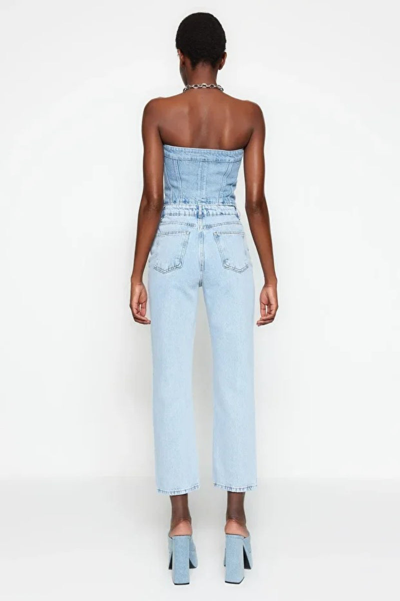 High-Waist Straight-Leg Jeans