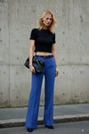 High-Waist Wide-Leg Pleated Woven Trousers