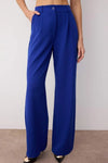 High-Waist Wide-Leg Pleated Woven Trousers