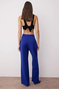 High-Waist Wide-Leg Pleated Woven Trousers