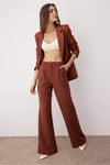 High-Waist Wide-Leg Pleated Woven Trousers