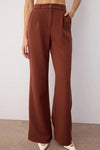 High-Waist Wide-Leg Pleated Woven Trousers