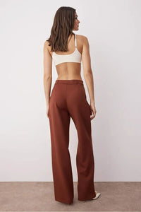 High-Waist Wide-Leg Pleated Woven Trousers