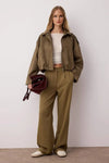 High-Waist Wide-Leg Pleated Woven Trousers