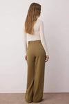 High-Waist Wide-Leg Pleated Woven Trousers