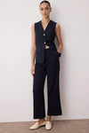 High-Waist Wide-Leg Pleated Woven Trousers