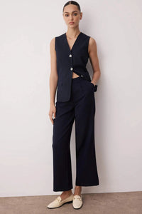 High-Waist Wide-Leg Pleated Woven Trousers