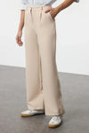 High-Waist Wide-Leg Pleated Woven Trousers