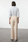 High-Waist Wide-Leg Pleated Woven Trousers