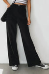 High Waist Wide Leg Pleated Woven Fabric Trousers
