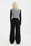 High Waist Wide Leg Pleated Woven Fabric Trousers