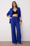 High Waist Wide Leg Pleated Woven Fabric Trousers