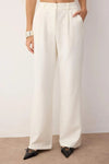 High Waist Wide Leg Pleated Woven Fabric Trousers