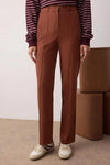 Straight Cut High Waist Pintuck Woven Trousers