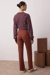 Straight Cut High Waist Pintuck Woven Trousers