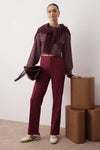 Straight Cut High Waist Pintuck Woven Trousers