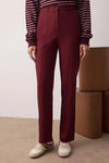 Straight Cut High Waist Pintuck Woven Trousers