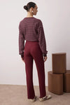 Straight Cut High Waist Pintuck Woven Trousers