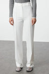 Straight Cut High Waist Pintuck Woven Trousers